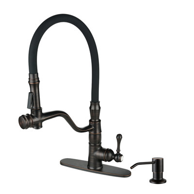 Kitchen Faucet With Pull Down Sprayer, Dual Function Sink Faucet In Black With Soap Dispenser
