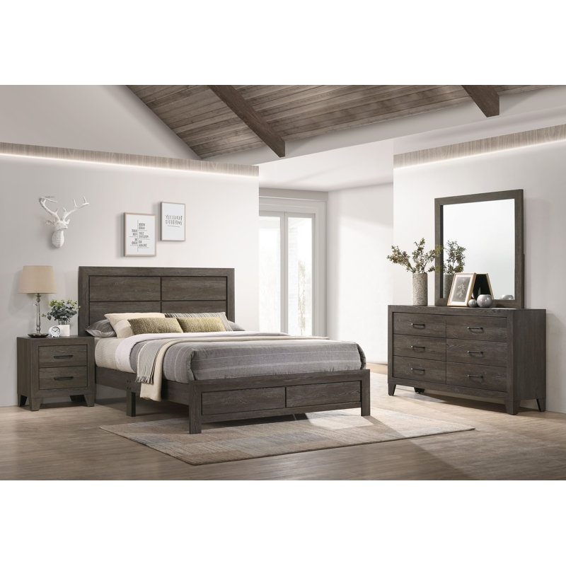 Ensemble de chambre avec lit plateforme Estol 4-2 Estol, Brun, Double