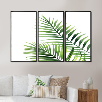 «Fern Leaves», reproduction de cadre flottant 3 pièces sur toile