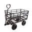 Chariot de jardin robuste en métal noir avec capacité de 600 lb et conception à double clôture