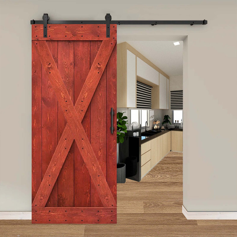 Porte de grange en bois lambrissé brut, L 14 po x H 84 po