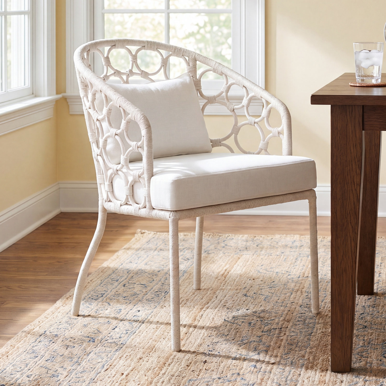 Rosalie 19'' H Crypton® Upholstered Armchair, Sea Salt