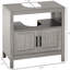 Armoire de rangement de salle de bain grise avec 2 portes et étagère ouverte, style classique