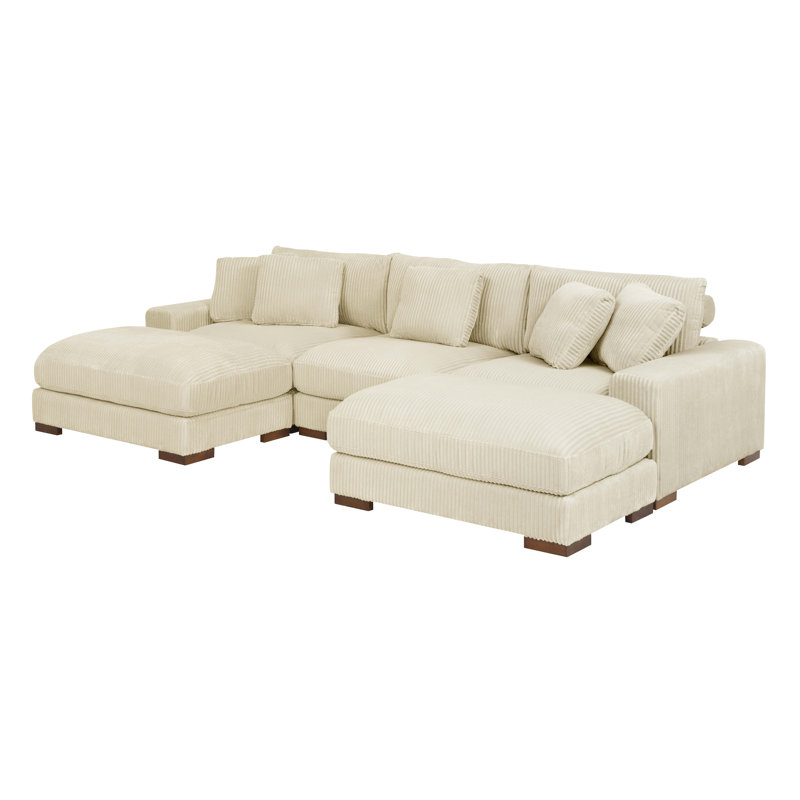 Ballymena Modular Corduroy Sectional, Beige Corduroy