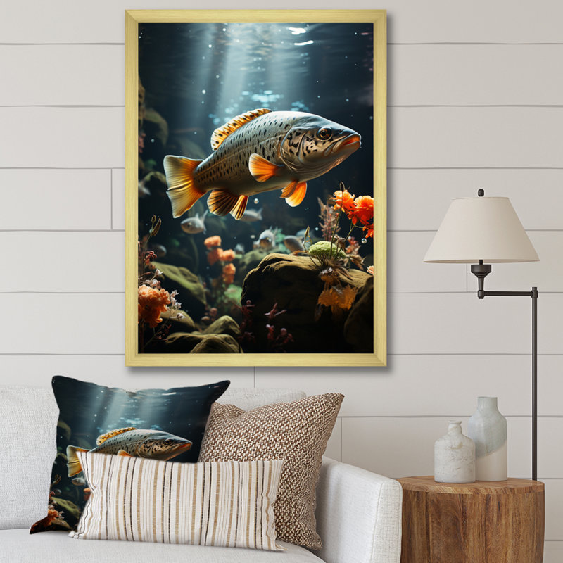 Zabil " Fishing Rustic River II ", Gold Picture Framed, 32" H x 24" W x 1" D