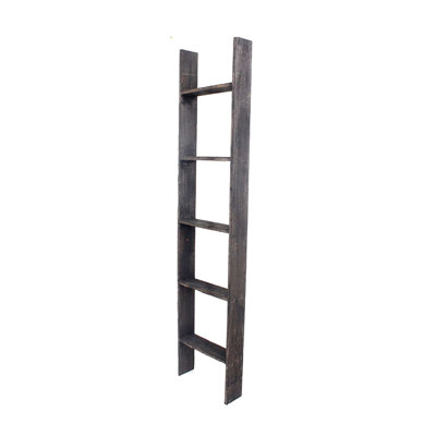 4 Step Rustic Wood Ladder Shelf