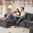 Koyu Cloudelle Compression Packed 4-Piece U-Shaped Plush Boneless Corduroy Sectional Sofa – Deep Seat, No Assembly-70777870