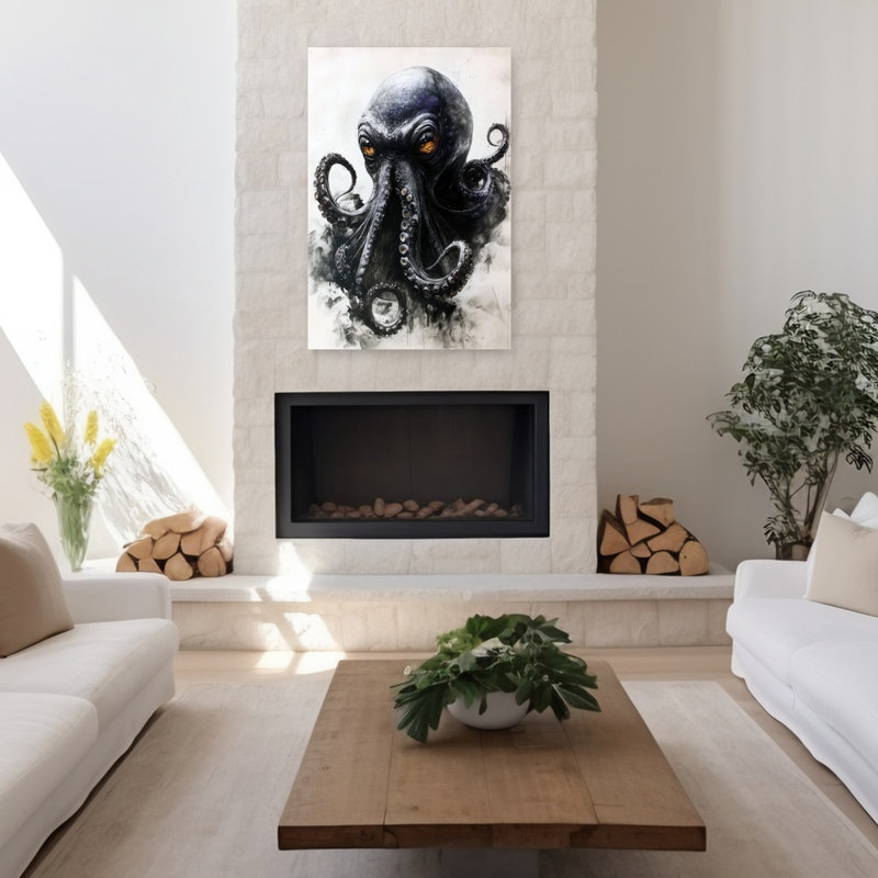 «Dark Kraken Eyes», art mural contemporain, 48" H x 32" W