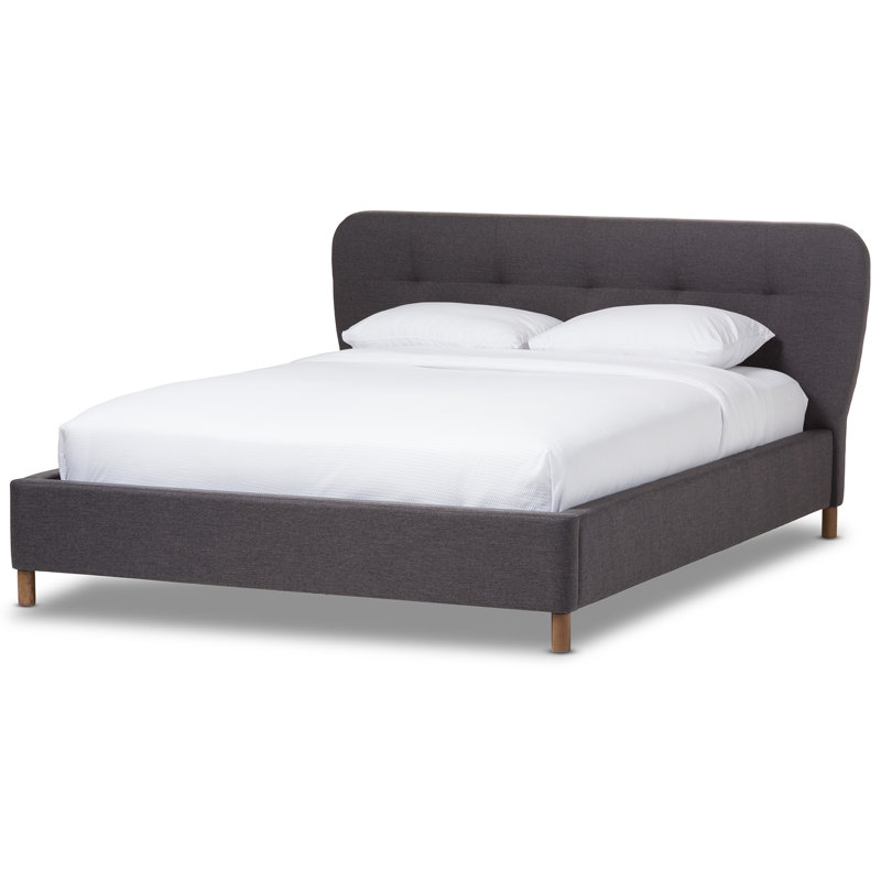 Upholstered Platform Bed, Dark Gray, Full