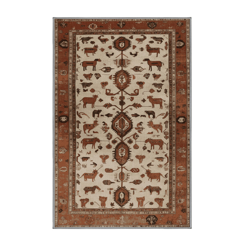Tapis persan gris lavable à la machine, Rectangulaire 7 pi x 10 pi