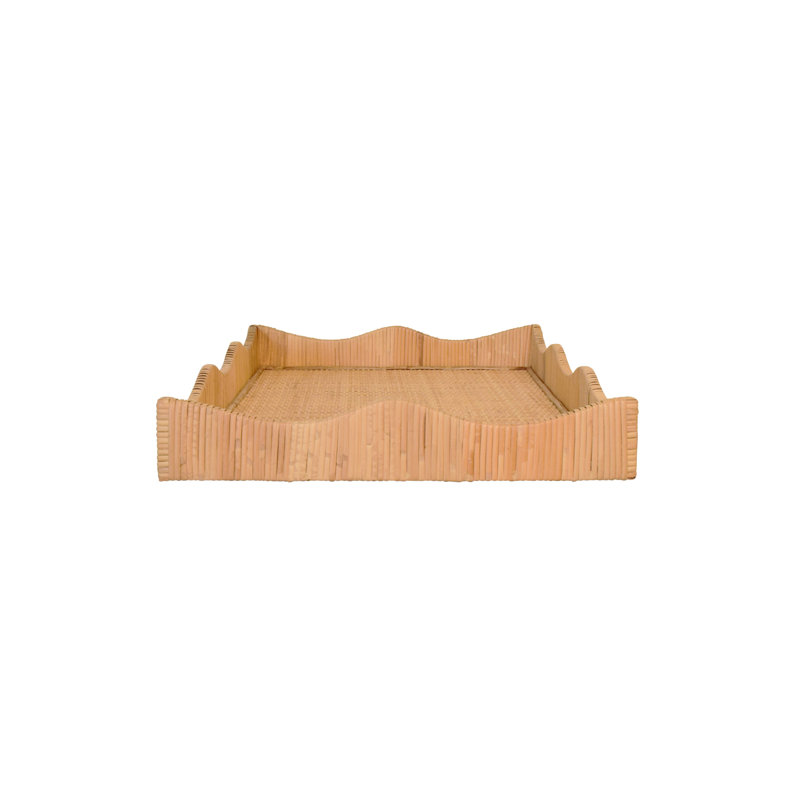 Wavey Rattan Decorative Tray, 2.75" H x 22" W x 16" D