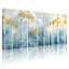«Landscape & Nature Birch Trees Autumn Leaves Blue Sky», ensemble de 3 impressions sur toile-108644269