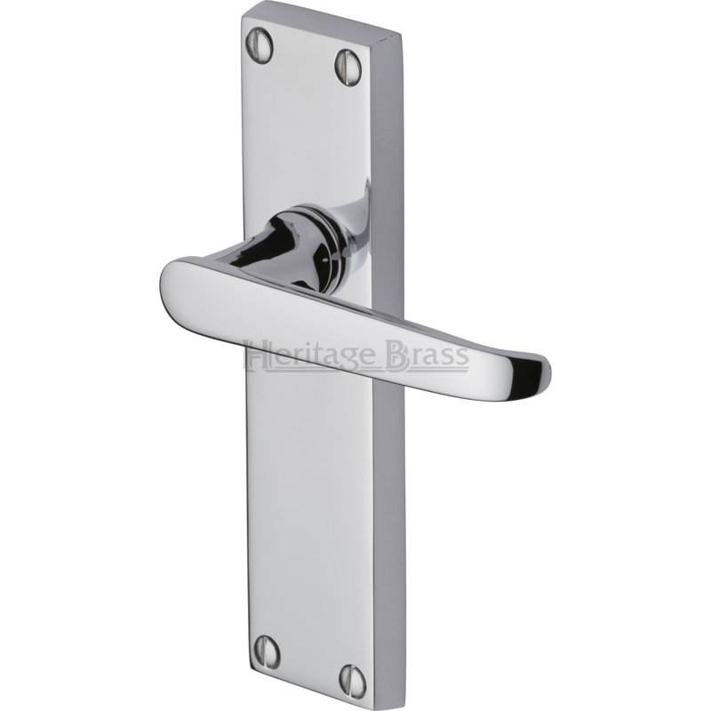 Heritage Brass Heritage Door Handle Lever Latch Victoria Short Design, Polished Chrome