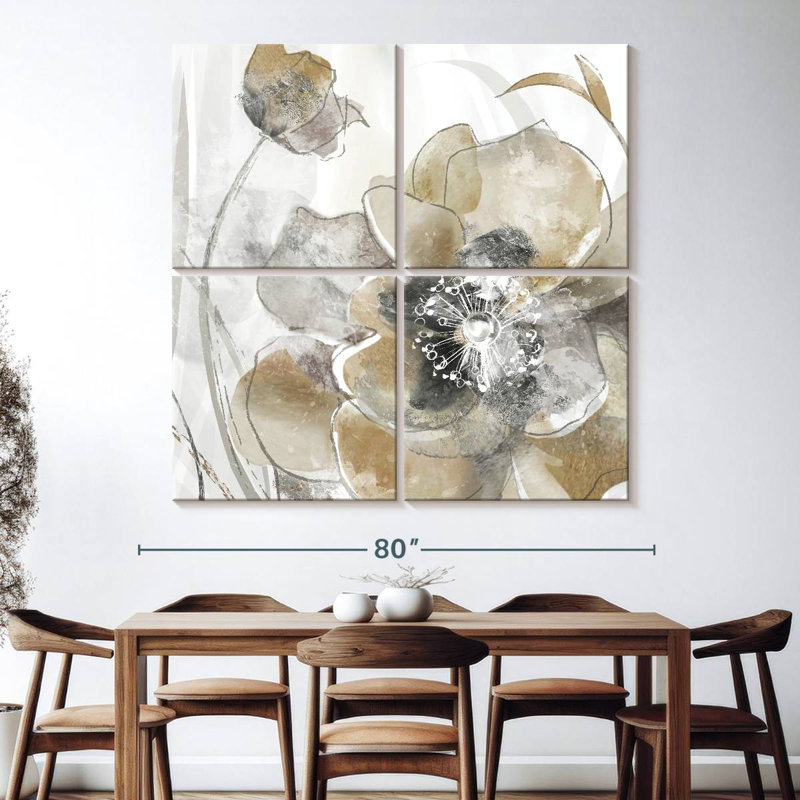 Harnek Taupe Spring Poppy I, 74" H x 74" W