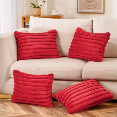 Striped Faux Fur Reversible Throw Pillow