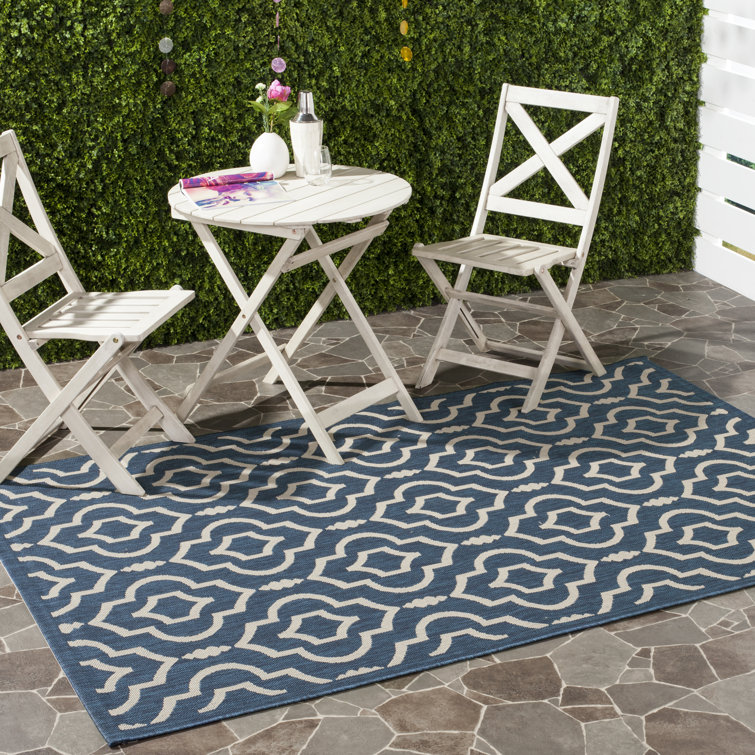 Mandel Geometric Hand Woven Indoor / Outdoor Area Rug