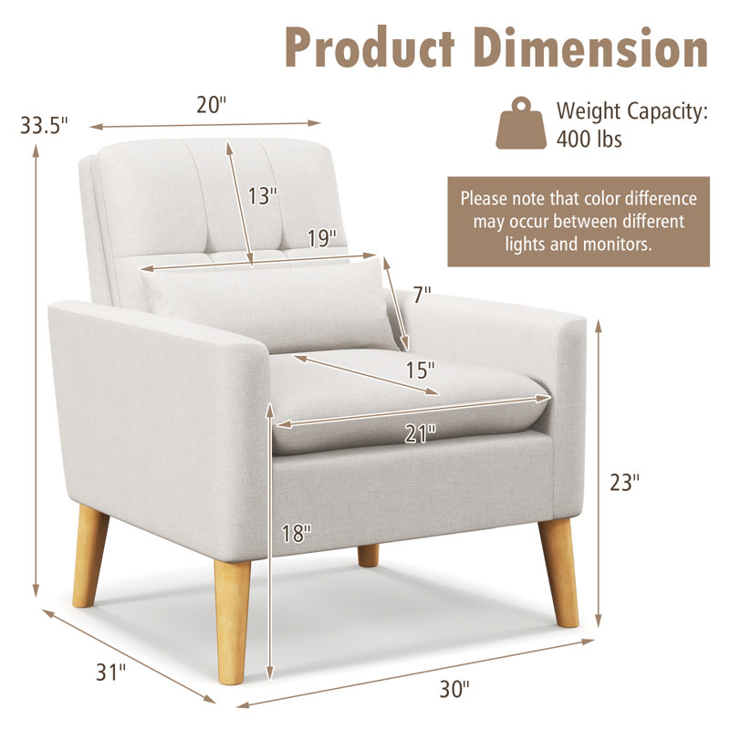 Fauteuil Kendahl, Lin beige