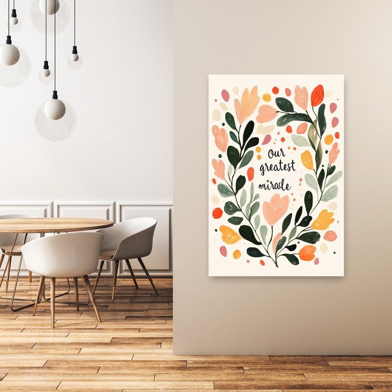 Illustration murale abstraite contemporaine représentant un paysage floral étreint., H 48 po x l 32 po