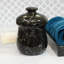 Black Zebra Marble Decorative Jar with Lid – Natural Stone Storage Accent