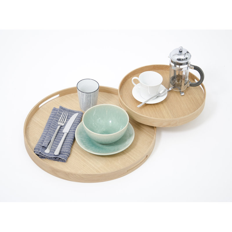 Menahan Solid Wood Tray, Oak, 3.5cm H x 30.8cm W x 30.8cm L