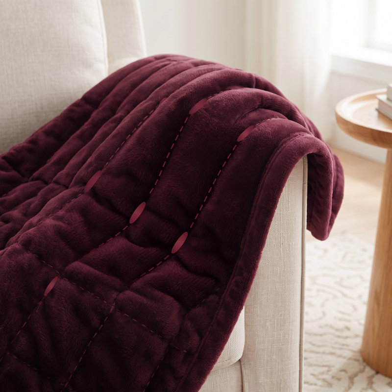Wonderful Velvet 3-piece reversible quilt set, King Quilt + 2 King Shams, Wine