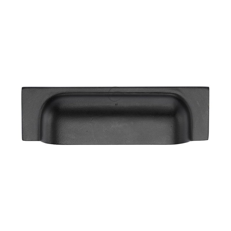 Heritage Brass Matt Black Rustic Iron Cabinet Pull Military Design dual, 11.2cm L x 4.2cm W
