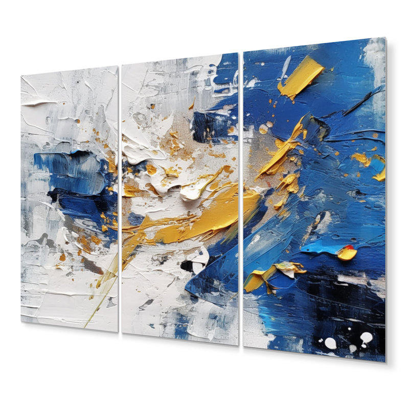 Bleu, jaune, cubiste, kaléidoscope, 3 pièces