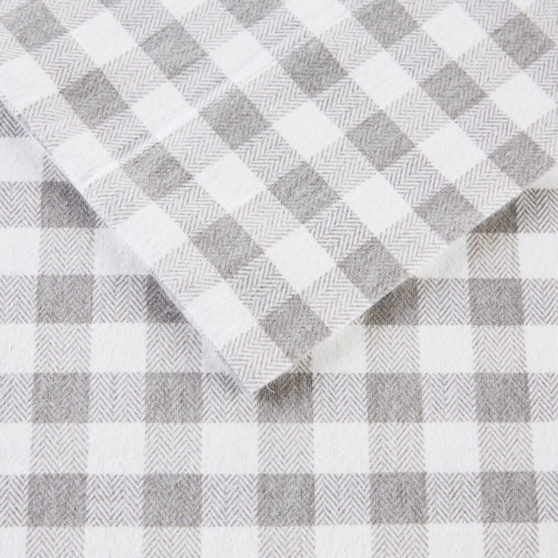 Drap-housse gris à motif de chevrons 3 pièces 100% flanelle de coton ultra-doux 2 pièces taies décoratives lavables à la machine