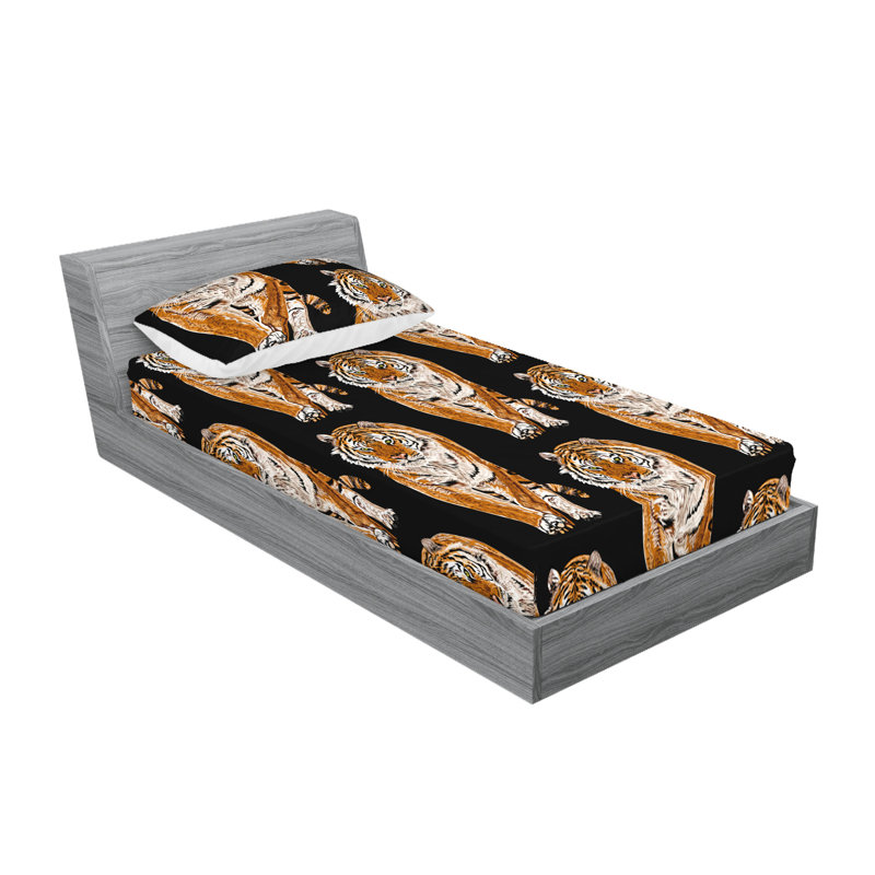 Drap-housse et taie décorative Ambesonne, Ensemble de draps pour lit simple avec 1 taie d'or
