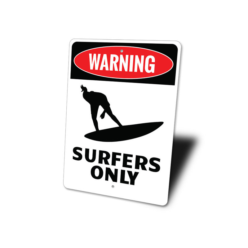 Panneau en aluminium Surfers Only, H 18 po x l 12 po x P 0,06 po