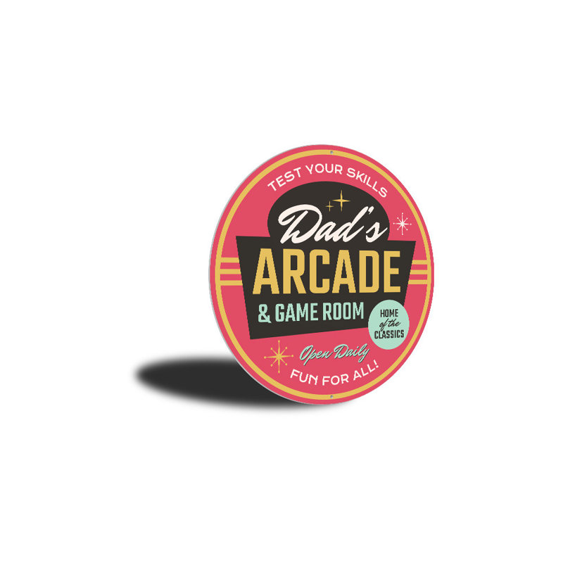 Panneau en aluminium «Dad's Arcade», H 12 po x l 12 po x P 0,04 po