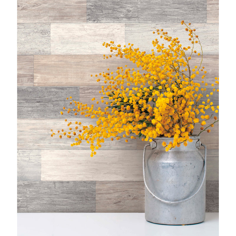 Jovani Pallet Board 33' L x 20.5" W Wallpaper Roll, White/Off Whites