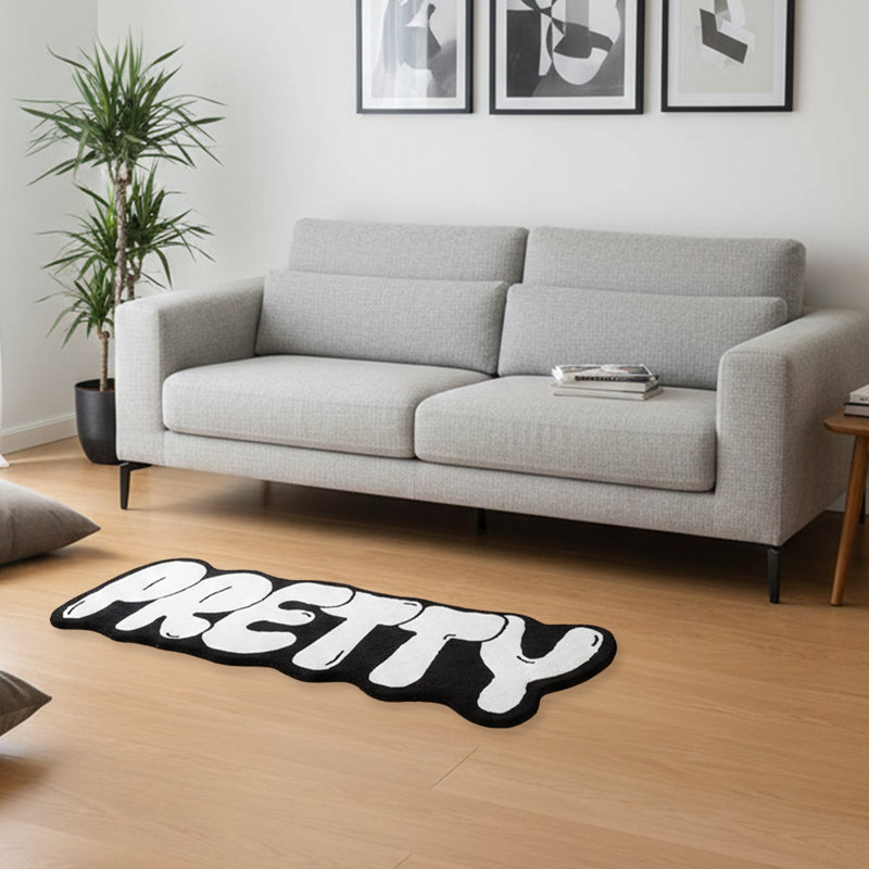 "Pretty" Drip Graffiti Shaped Accent Rug