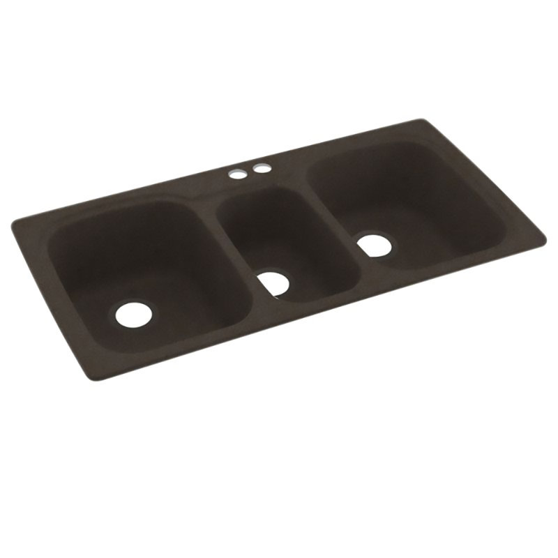 Évier de cuisine à fixation double L 44 po x l 22 po, 2 trous, Tahiti blanc