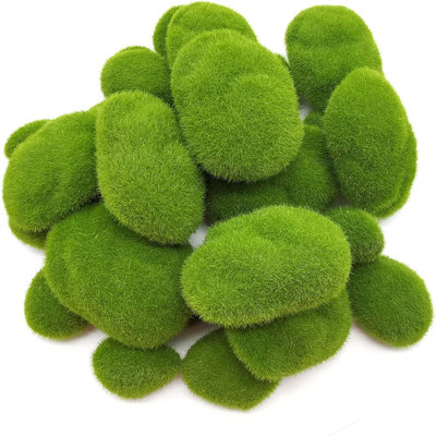 24PCS Artificial Moss Rocks, Green Moss Decor for Floral Arrangements, Fairy Gardens and Crafting