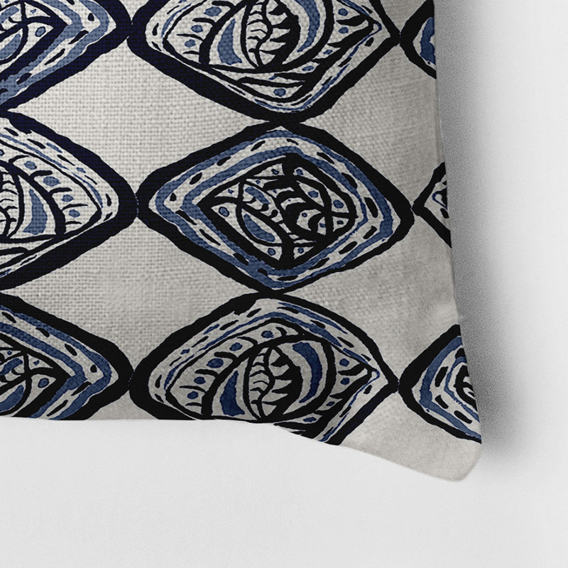 Geometric Reversible Throw Pillow, Geometric 1, Navy Blue