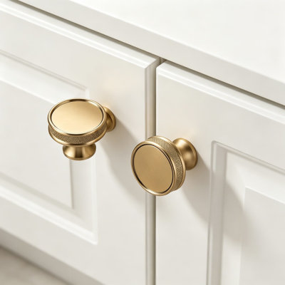 Boutons d'armoire moletés, poignées de tiroir pour armoires de cuisine, commodes et quincaillerie de meubles, diamètre de 30 mm avec deux longueurs de vis pour une installation facile