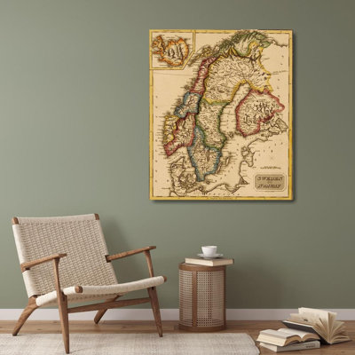 Art sur toile tendue Lark Manor Vintage Gallery, Suède et Norvège 1817