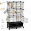 Grande cage à oiseaux avec biberons et perchoirs, 132 cm, noire-1427455431