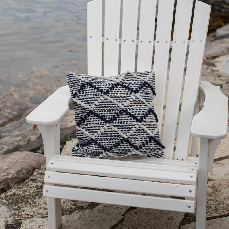 18x18 Inches Blue and White Handwoven Polyester Pillow