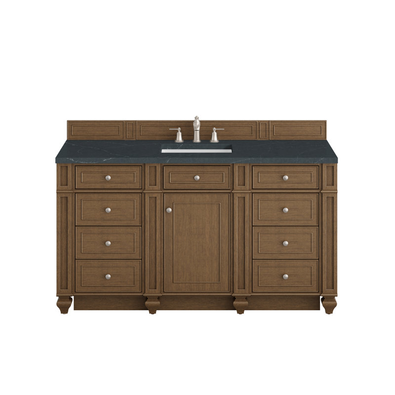 Bristol 60'' W Single Vanity, Saddle Brown, Charcoal Soapstone, 8" Widespread