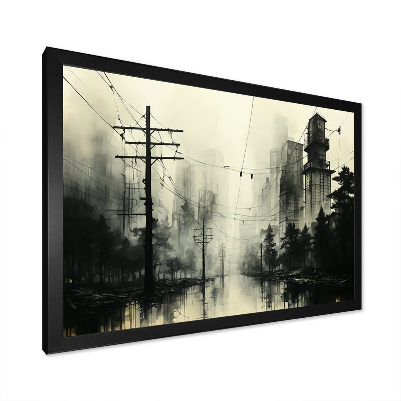 Lignes électriques Vinatige, Cadre simple noir, H 12 po x l 20 po x P 1 po
