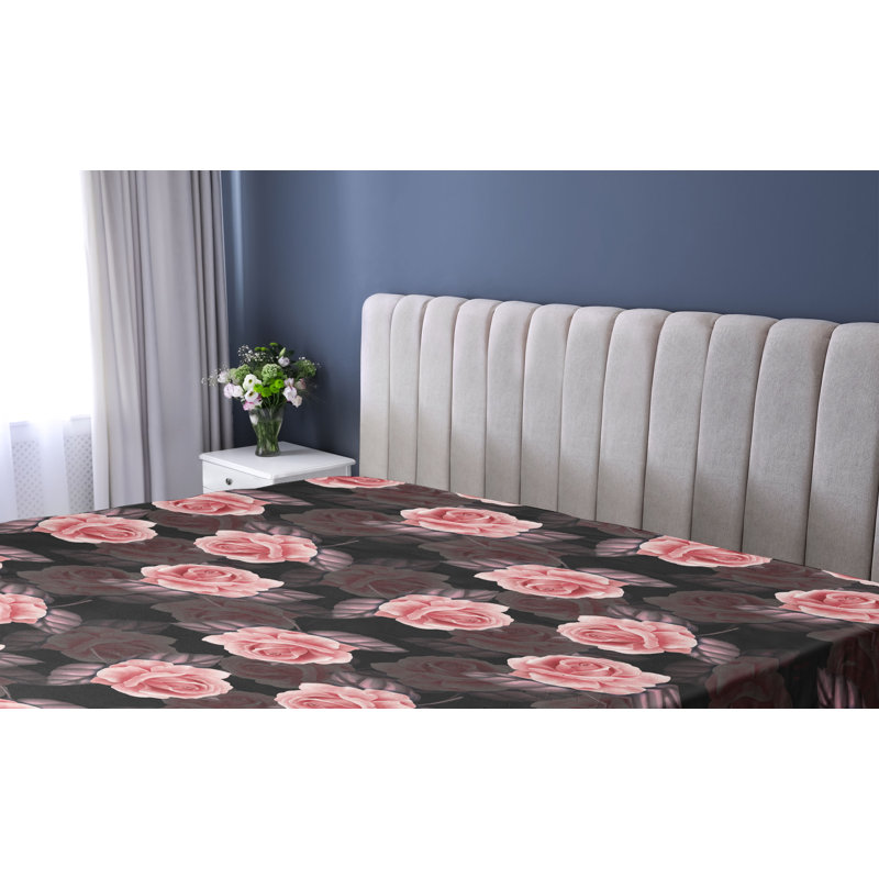 Drap-housse Ambesonne, Rose séchée / motif floral rose pâle, Drap-housse de taille simple
