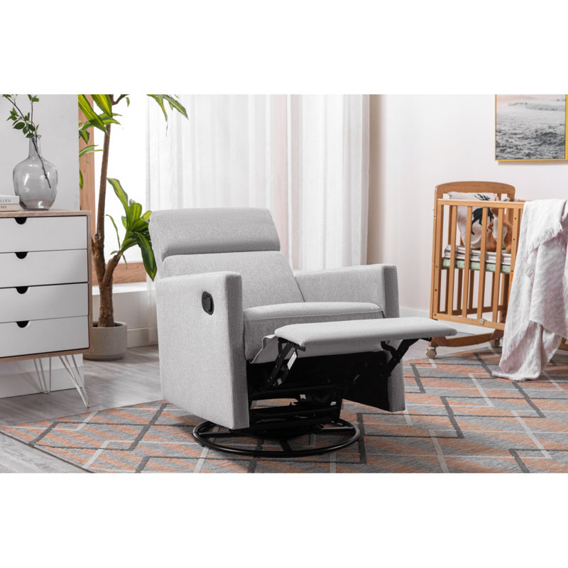 Fauteuil inclinable à bascule moderne avec mousse haute densité et structure en bois robuste, Gris