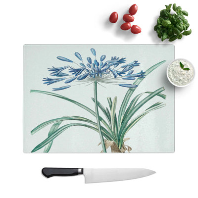 Tempered Glass African Lily Flowers Chopping Board