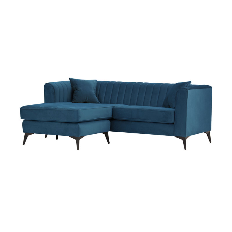 Adryen 5 Seater Velvet Corner Sofa , Blue