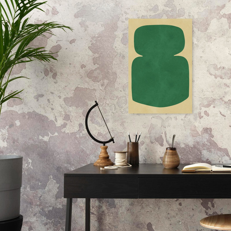 Minimalist Green Shape Abstract Contemporary Wall Art Print by Vitor Costa - Wrapped Canvas Print, 60.96cm H x 40.64cm W