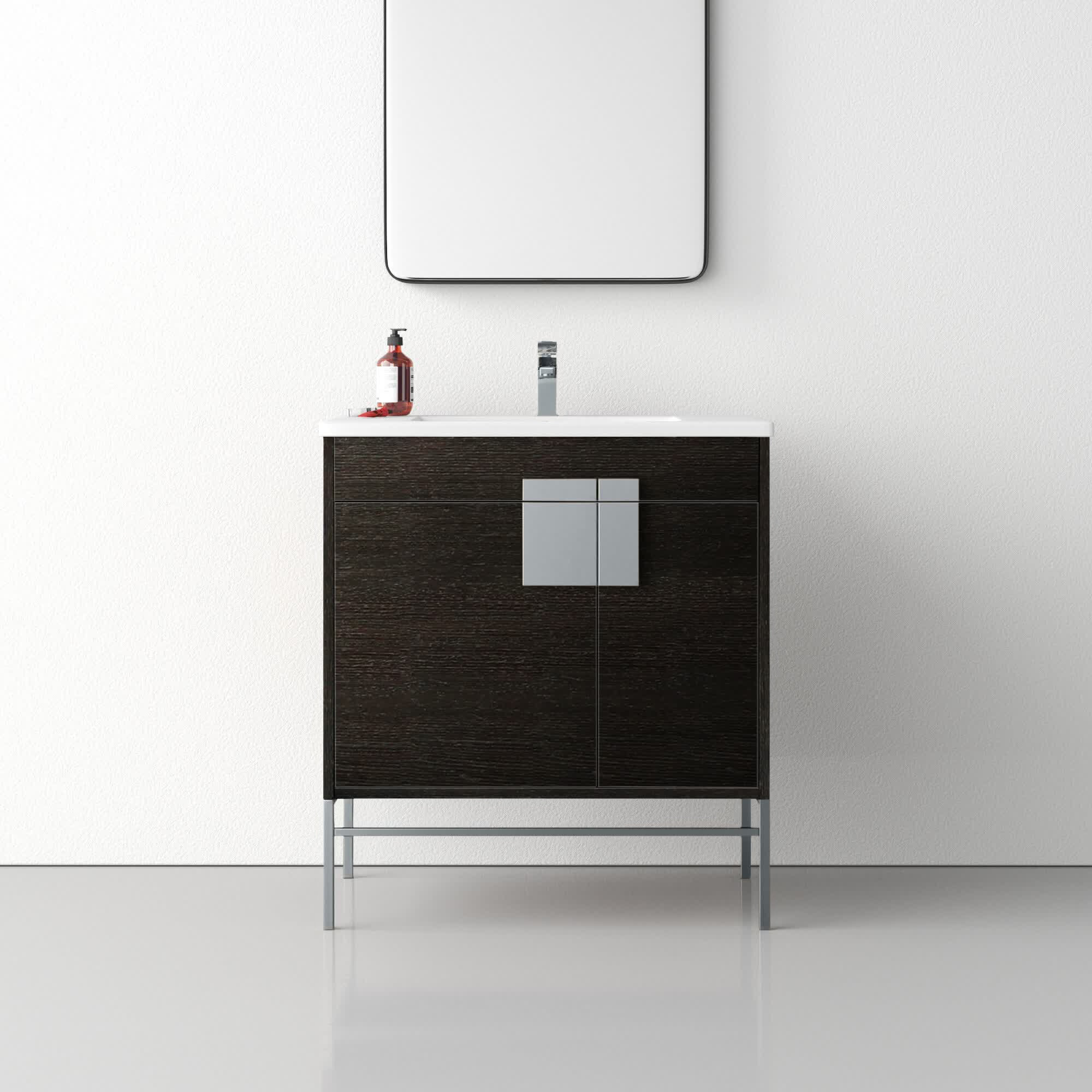 Maisie 30'' Single Bathroom Vanity, Black, Polished Chrome