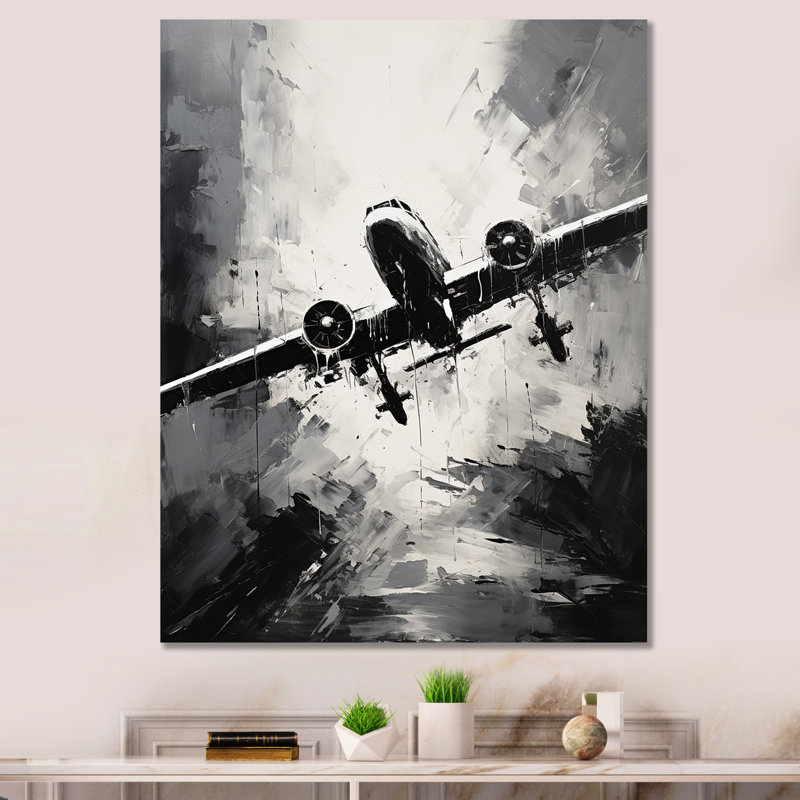 «Monochromatique Plane Soaring II», art mural avion, H 20 po x l 12 po x P 1 po, Toile tendue