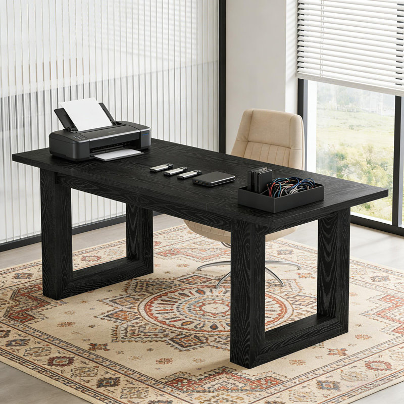 Table de travail en bois, bureau de direction, bureau d'ordinateur, bureau, Noir